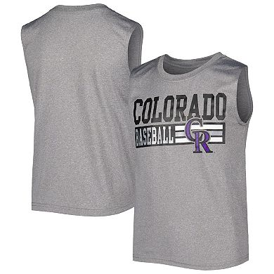 Youth Heather Gray Colorado Rockies Sleeveless T-Shirt