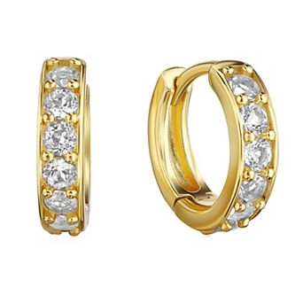 House of Frosted 14k Gold Over Silver White Topaz Ultimate Huggie Earrings
