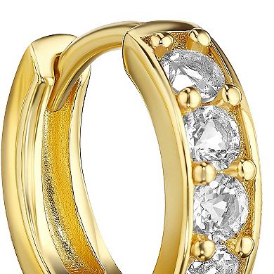 House of Frosted 14k Gold Over Silver White Topaz Ultimate Huggie Earrings