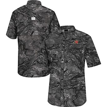 Men's Colosseum Charcoal Maryland Terrapins Realtree Aspect Charter Full-Button Fishing Shirt