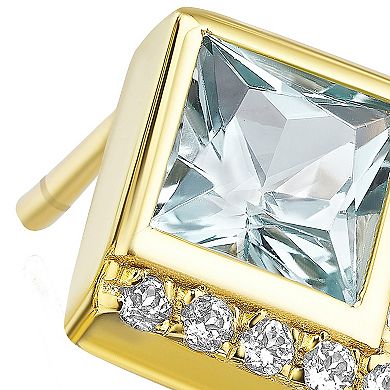 Sterling Silver Blue Topaz Geo Earrings