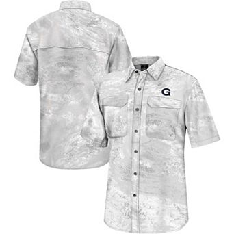 Men's Colosseum White Georgetown Hoyas Realtree Aspect Charter Full-Button Fishing Shirt