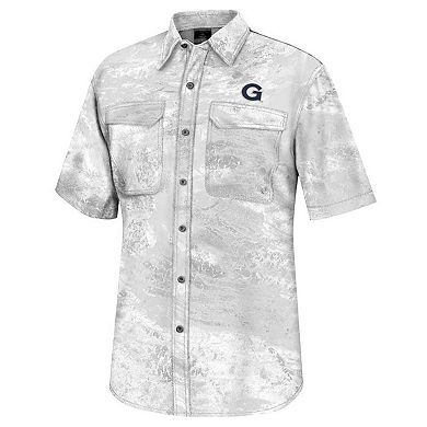 Men's Colosseum White Georgetown Hoyas Realtree Aspect Charter Full-Button Fishing Shirt