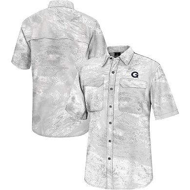 Men's Colosseum White Georgetown Hoyas Realtree Aspect Charter Full-Button Fishing Shirt