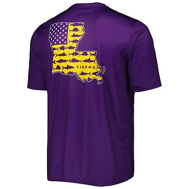 Men's Columbia Purple LSU Tigers Terminal Tackle Omni-Shade T-Shirt