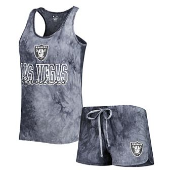 Women's Concepts Sport Charcoal Las Vegas Raiders Billboard Scoop Neck Racerback Tank Top and Shorts Sleep Set