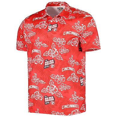 Men's Reyn Spooner Red Cincinnati Reds Cooperstown Collection Puamana Print Polo