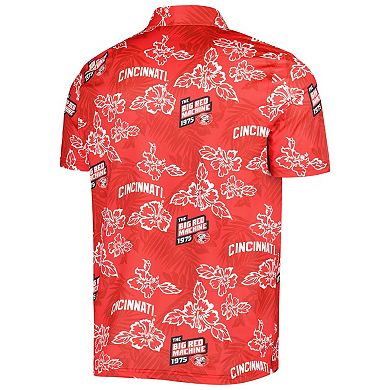 Men's Reyn Spooner Red Cincinnati Reds Cooperstown Collection Puamana Print Polo