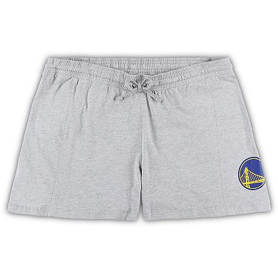 Women's Fanatics Branded Royal/Heather Gray Golden State Warriors Plus Size T-Shirt & Shorts Combo Set