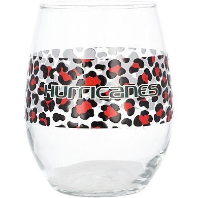Miami Hurricanes 15oz. Leopard Stemless Glass