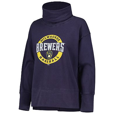 Women's Levelwear Navy Milwaukee Brewers Sunset Farm Team Pullover Sweatshirt
