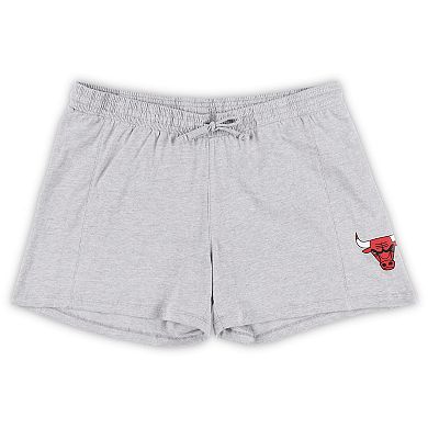 Women's Fanatics Branded Red/Heather Gray Chicago Bulls Plus Size T-Shirt & Shorts Combo Set