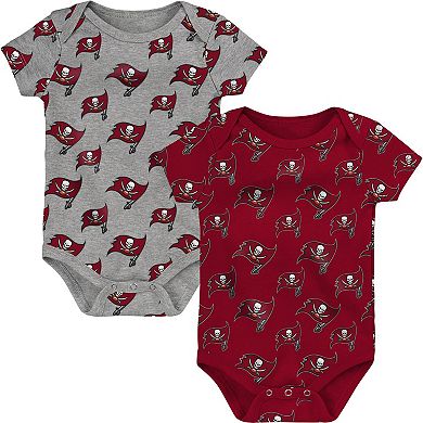 Newborn & Infant Red/Gray Tampa Bay Buccaneers Two-Pack Double Up Bodysuit Set