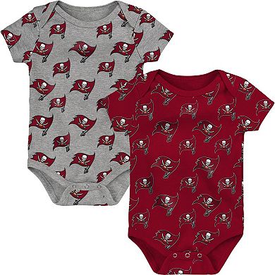Newborn & Infant Red/Gray Tampa Bay Buccaneers Two-Pack Double Up Bodysuit Set