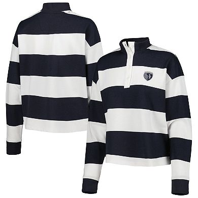 Women's Antigua  White Sporting Kansas City Radical Rugby Stripe Long Sleeve T-Shirt