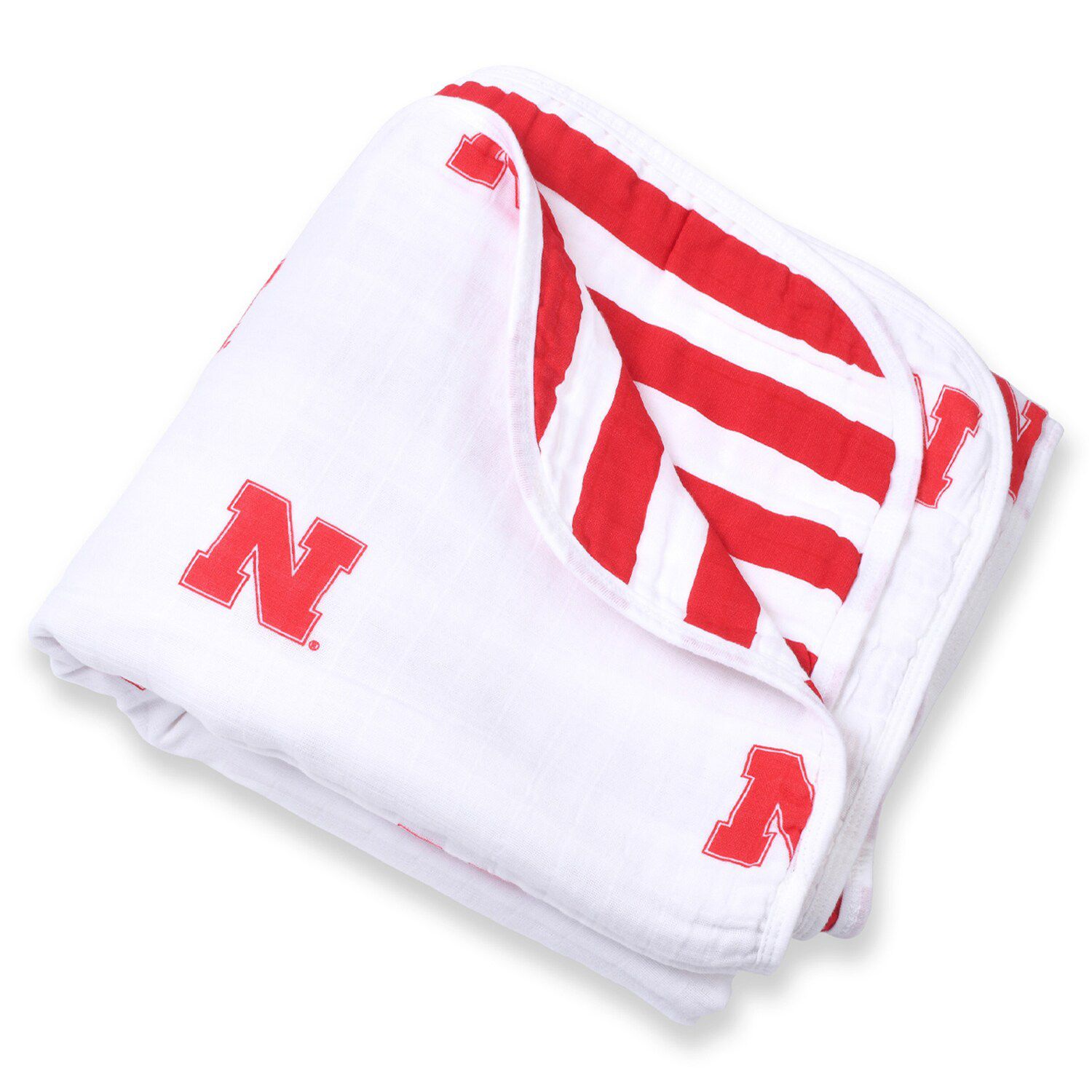 Nebraska Cornhuskers Baby Blanket - Organic Cotton Muslin Swaddle 47x43 Inches