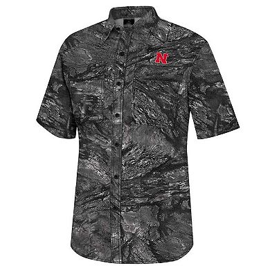 Men's Colosseum Charcoal Nebraska Huskers Realtree Aspect Charter Full-Button Fishing Shirt