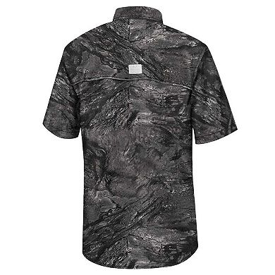 Men's Colosseum Charcoal Nebraska Huskers Realtree Aspect Charter Full-Button Fishing Shirt