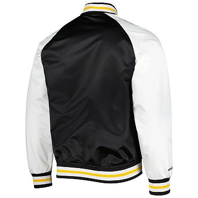 Men's Mitchell & Ness Black/White Pittsburgh Penguins Primetime Raglan Satin Full-Snap Jacket