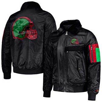 Men's Starter x Ty Mopkins Black Cleveland Browns Black History Month Satin Full-Zip Jacket