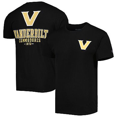 Men's Champion Black Vanderbilt Commodores Team Stack 2-Hit T-Shirt