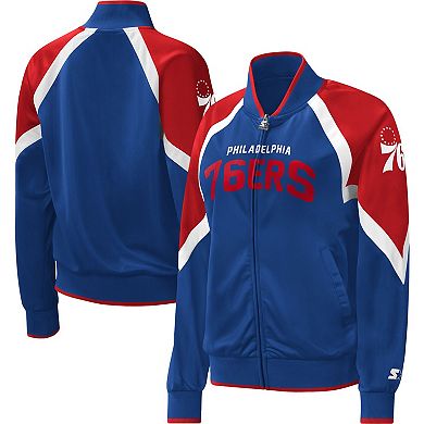 Women's Starter Royal Philadelphia 76ers Slam Dunk Raglan Full-Zip Track Jacket