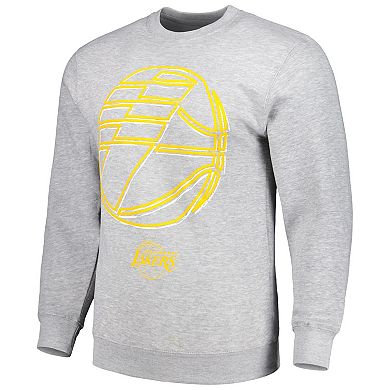 Unisex Stadium Essentials  Heather Gray Los Angeles Lakers Element Logo Pop Pullover Sweatshirt