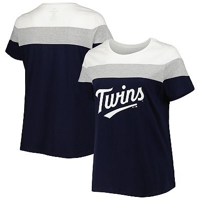 Women's Navy/Heather Gray Minnesota Twins Plus Size Colorblock T-Shirt