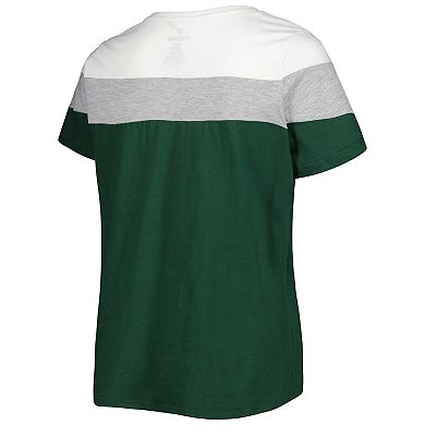 Women's White/Green Oakland Athletics Plus Size Colorblock T-Shirt