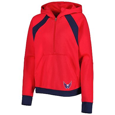 Women's Starter Red Washington Capitals Wishbone Half-Zip Hoodie