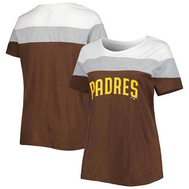 Profile Women's White, Brown San Diego Padres Plus Colorblock T-shirt