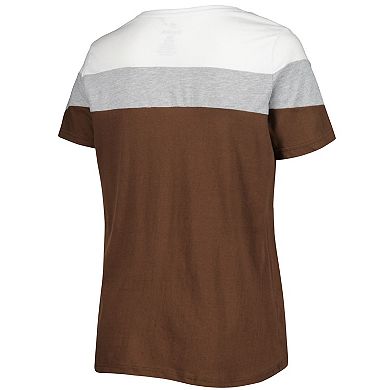 Women's White/Brown San Diego Padres Plus Size Colorblock T-Shirt