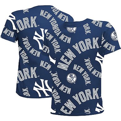 Youth Stitches Navy New York Yankees Allover Team T-Shirt