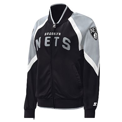 Women's Starter Black Brooklyn Nets Slam Dunk Raglan Full-Zip Track Jacket