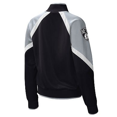 Women's Starter Black Brooklyn Nets Slam Dunk Raglan Full-Zip Track Jacket
