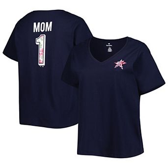 Women's Navy Houston Astros Plus Size Best Mom EverÂ V-Neck T-Shirt