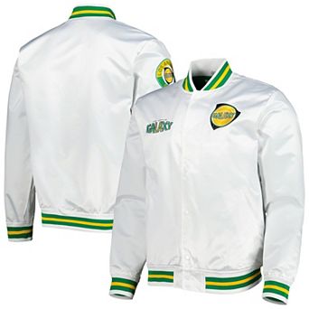 Men's Mitchell & Ness White LA Galaxy City Full-Snap Satin Jacket