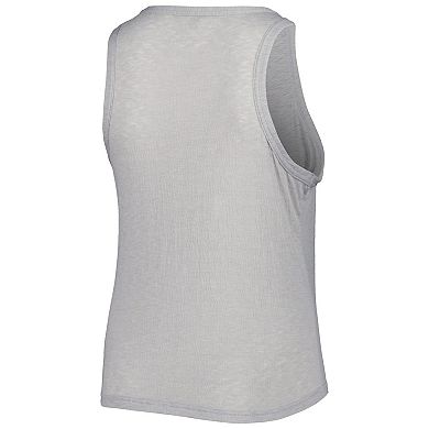 Women's Soft as a Grape Gray Miami Marlins Plus Size High Neck Tri-Blend Tank Top