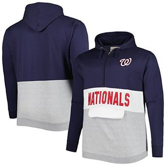 Men's Navy/White Washington Nationals Big & Tall Fleece Half-Zip Hoodie