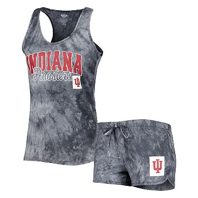 Women's Concepts Sport Charcoal Indiana Hoosiers Billboard Tie-Dye Tank Top and Shorts Sleep Set