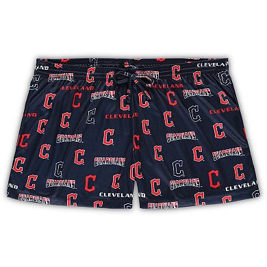 Women's Concepts Sport White/Navy Cleveland Guardians Plus Size Tank Top & Shorts Sleep Set