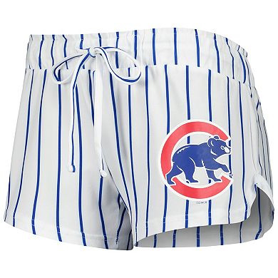 Women's Concepts Sport White Chicago Cubs Reel Pinstripe Tank Top & Shorts Sleep Set