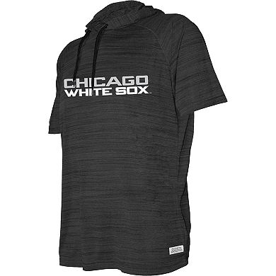 Youth Stitches Heather Black Chicago White Sox Raglan Short Sleeve Pullover Hoodie