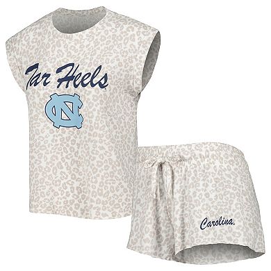 Women's Concepts Sport Cream North Carolina Tar Heels Montana T-Shirt & Shorts Sleep Set