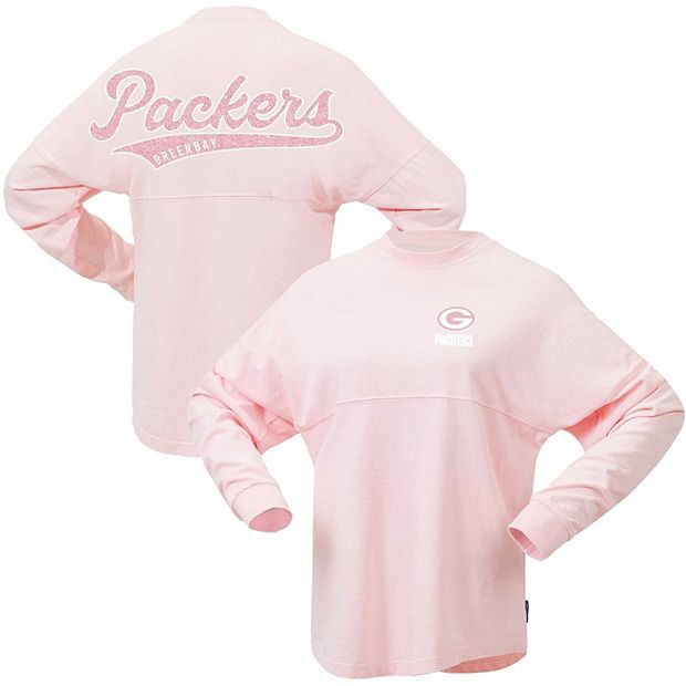 Women s Fanatics Branded Pink Green Bay Packers Millennial Spirit Jersey T Shirt