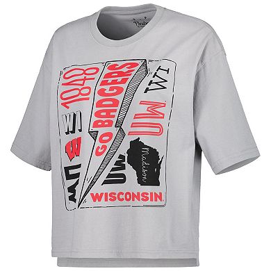 Women's Pressbox Silver Wisconsin Badgers Rock & Roll School of Rock T-Shirt