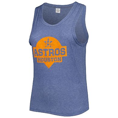 Women's Soft as a Grape Navy Houston Astros Plus Size High Neck Tri-Blend Tank Top