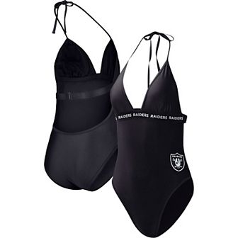 Women's G-III 4Her by Carl Banks Black Las Vegas Raiders Full Count One-Piece Swimsuit