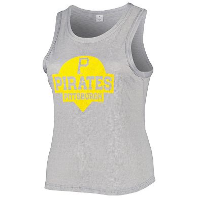 Women's Soft as a Grape Gray Pittsburgh Pirates Plus Size High Neck Tri-Blend Tank Top