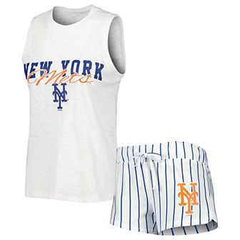 Women's Concepts Sport White New York Mets Reel Pinstripe Tank Top & Shorts Sleep Set